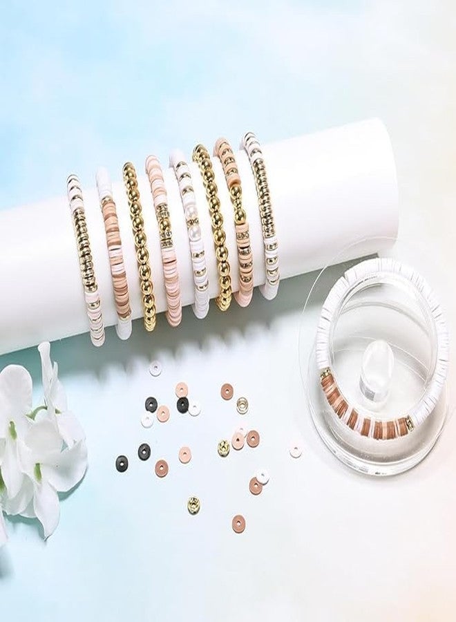 DGOOLS Clay Disc Beads Jewellery Making Kit, 3000+ Pieces, Heishi Beads with Gold Spacers and Pearls, Pink White Nude Brown Colours - Image 4